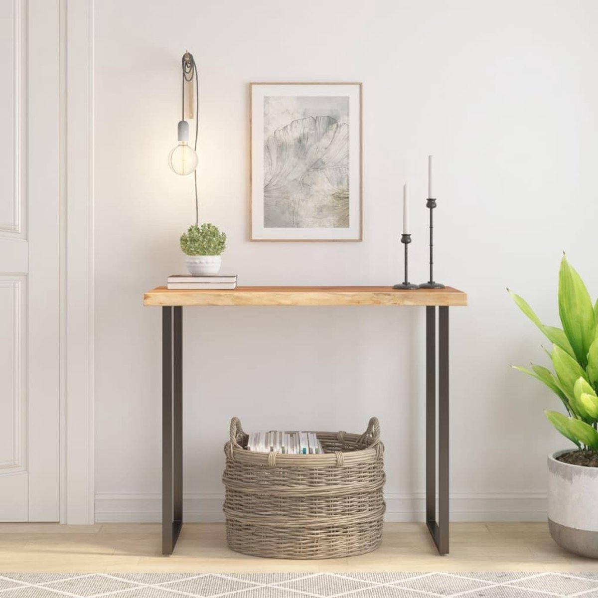 Eettafelblad, vervangingsplaat voor tafel, houten tafelblad, geschikt voor hotel, restaurant, café, eetkamer, 100 x 40 x 3,8 cm, rechthoekig, massief hout, acacia, boomrand
