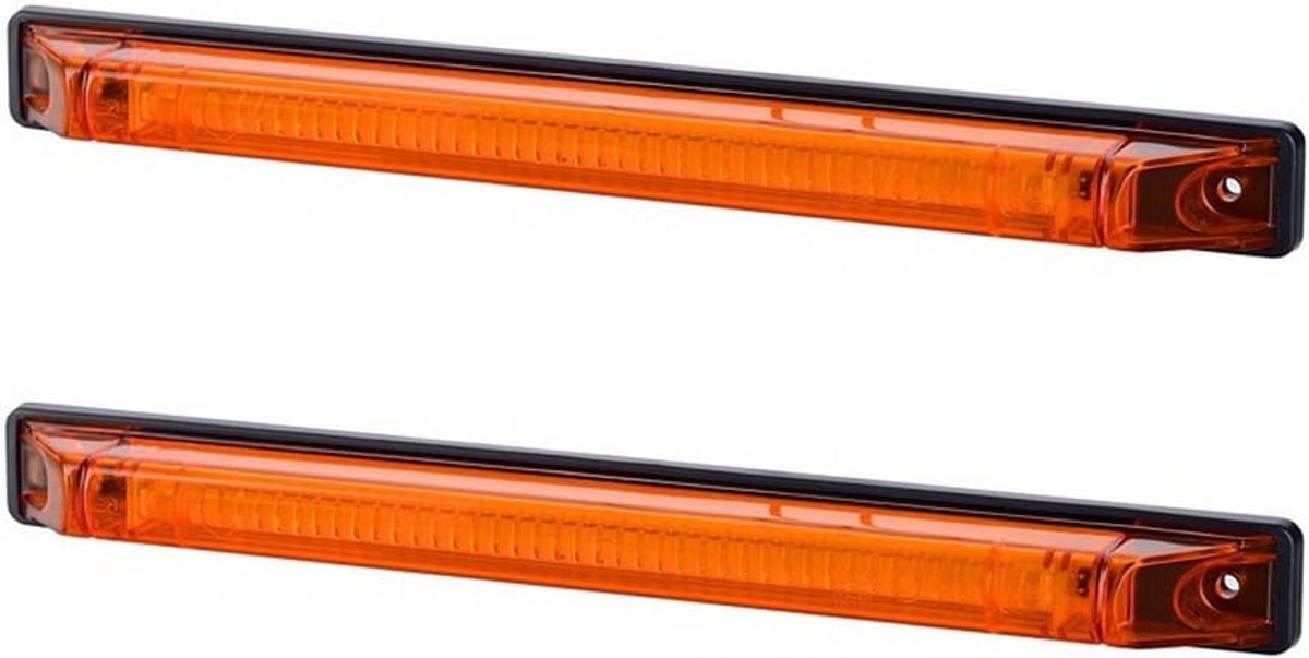 2 x LED lang oranje zijmarkeringslicht 12V 24V met E-markerings positielicht auto vrachtwagen autolamp licht geel universeel