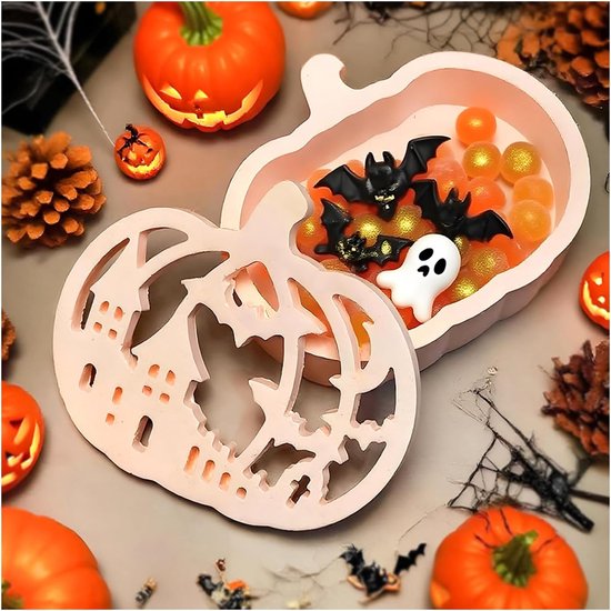 Mallen set voor griezelige decoraties - pompoen & thema patroon mallen voor gips, hars knutselen, herfst doe-het-zelf thuis display — afbeelding 3