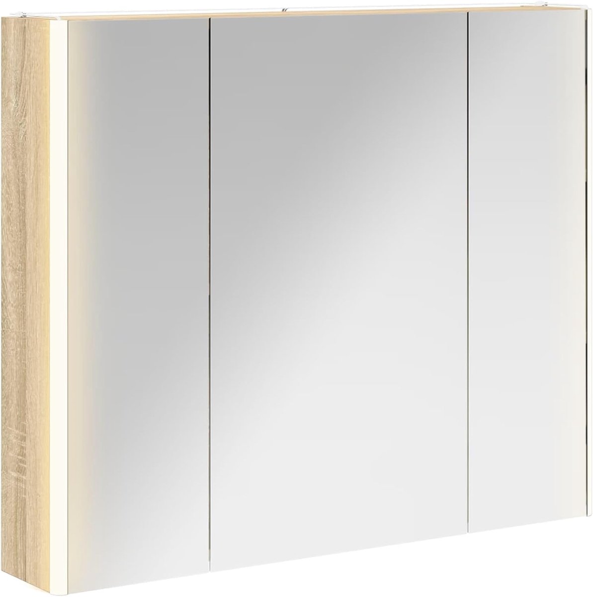 Badkamerspiegelkast Sonoma eiken 83,5 x 15,5 x 70 cm, spiegelkast badkamer wandspiegelkast voor familiebadkamer kleedkamer 889265