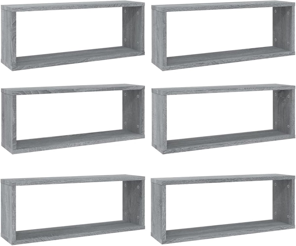 Planken, hoekplanken, kubuswandplanken, hangplank, zwevend rek, 60 x 15 x 23 cm (b x d x h), voor woonkamer, slaapkamer, hal, badkamer, grijs, Sonoma