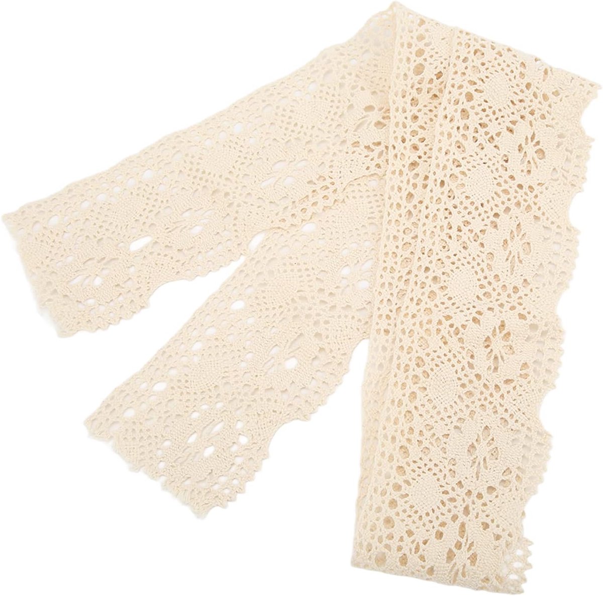 10 Yards kanten lint, 8 cm breed, vintage katoen, gehaakte kanten rand voor doe-het-zelf knutselen, naaien, geschenkverpakking, bruiloftsdecoratie (beige)