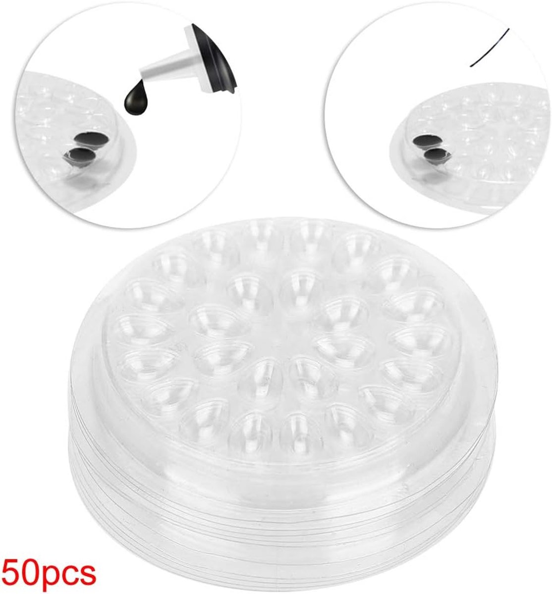 50 stuks/set Valse Wimpers Lijm Houder Wimper Extension Wimper Palet Houder Plastic Lijm Afdichting Bloemvorm Zelfklevende Pad voor Wimperverlenging Valse Wimpers Lij