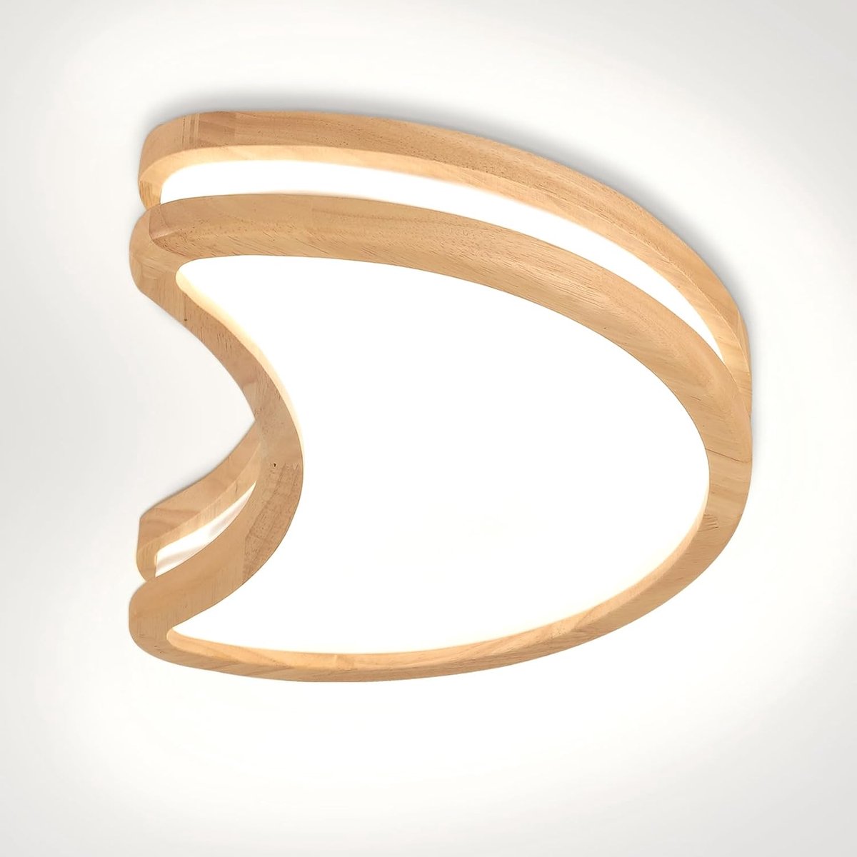 LED-Plafondlamp 18W Maan Plafondlamp, Ø40CM Houten Plafondlamp LED 6000K Wit Licht Voor Kinderkamer Woonkamer Slaapkamer Café