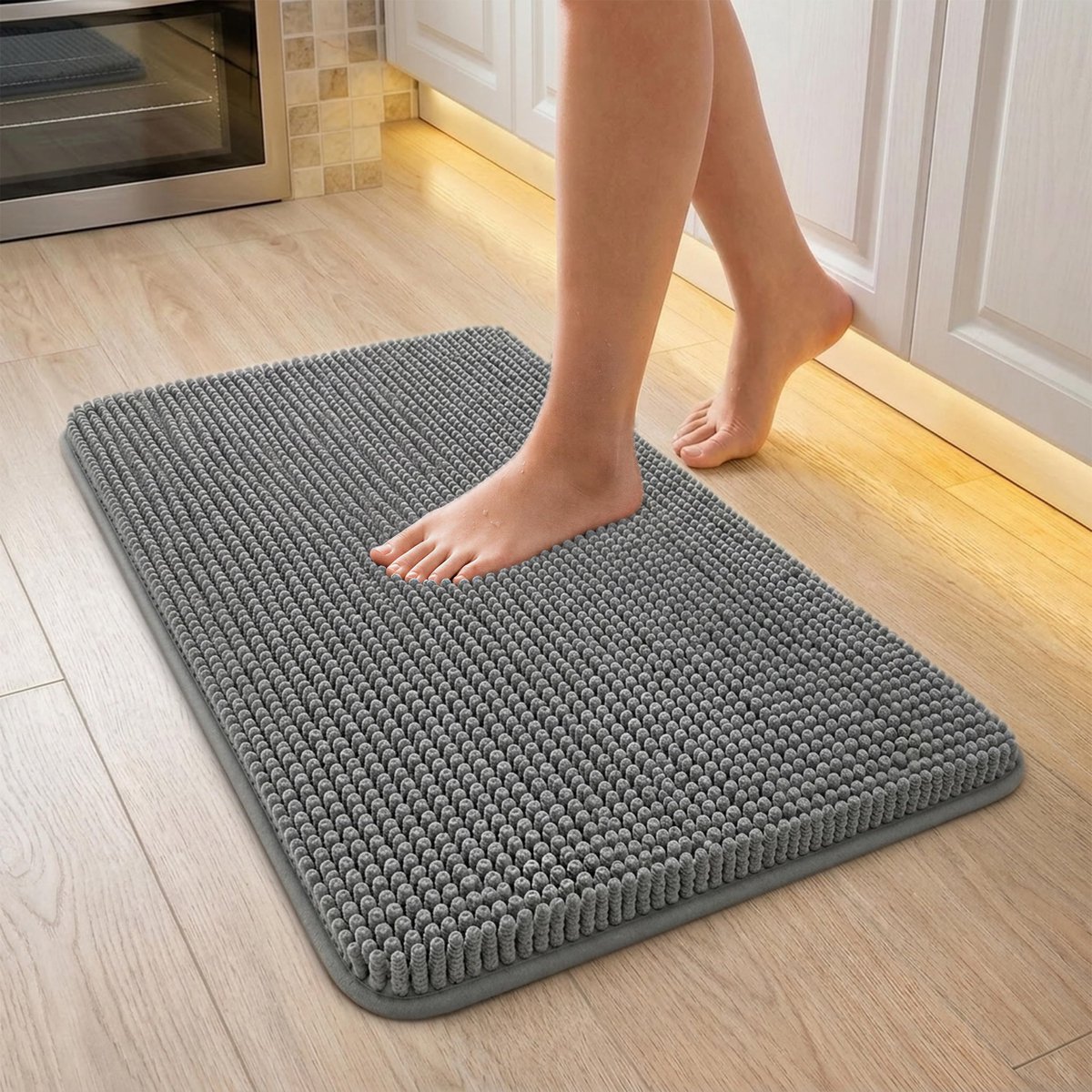 Badmat - Chenille - Grijs - 43 x 61 cm