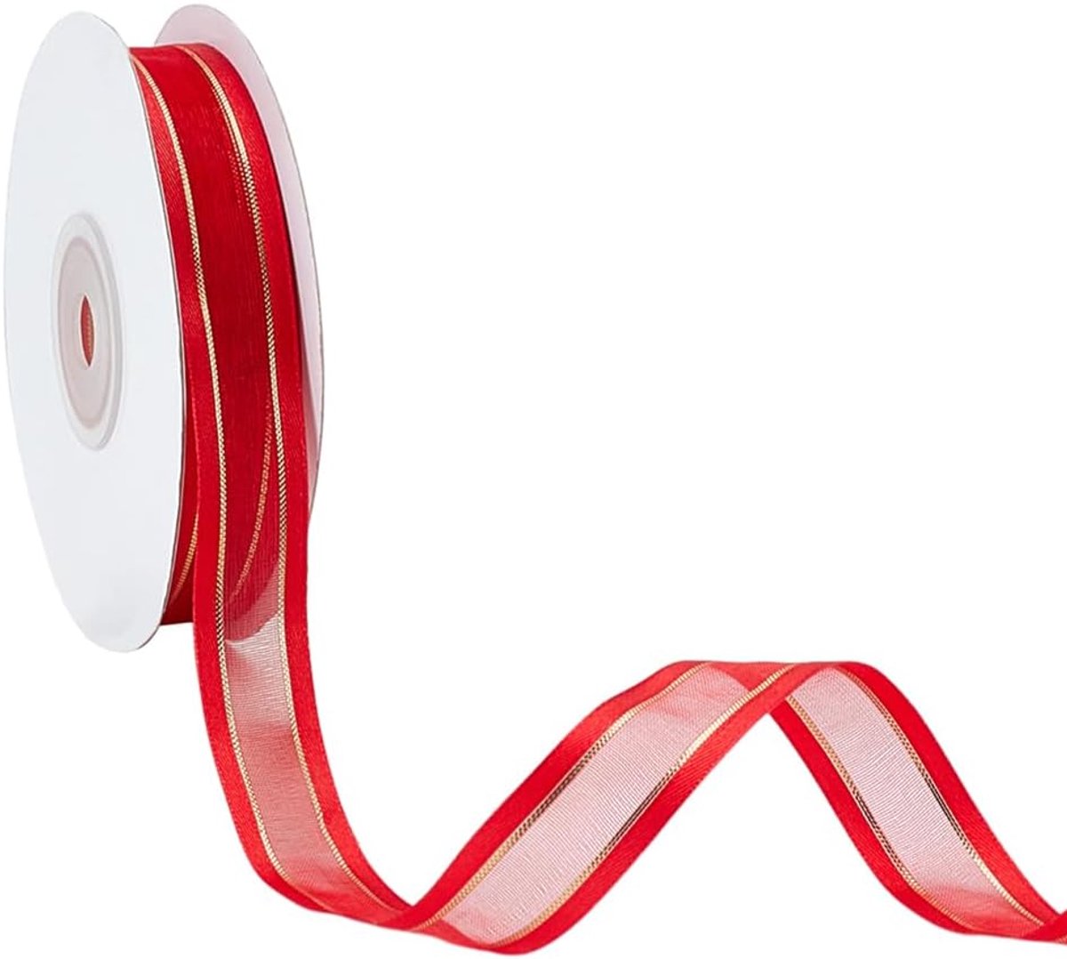 24 m lang, 5/8 cm breed, transparante polyester organza-lint, voor verfraaiing van kleding en accessoires