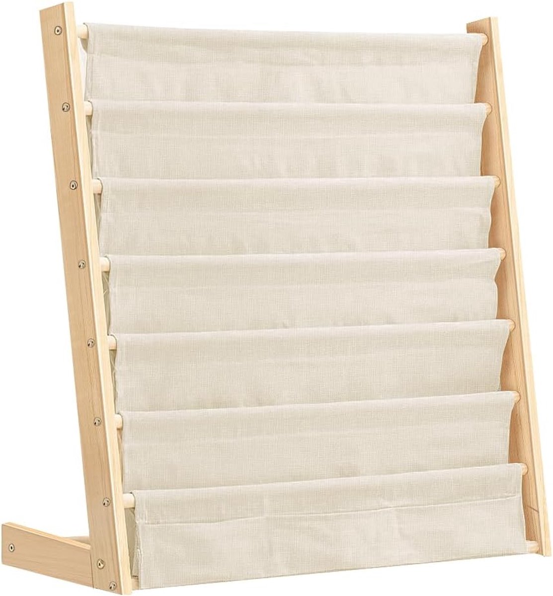 Boekenrek voor kinderen, rek met 6 niveaus voor boeken, schoolaccessoires voor kinderkamer, kleuterschool, meerkleurig, 75 x 30 x 79 cm, houtkleur (1 stuk)