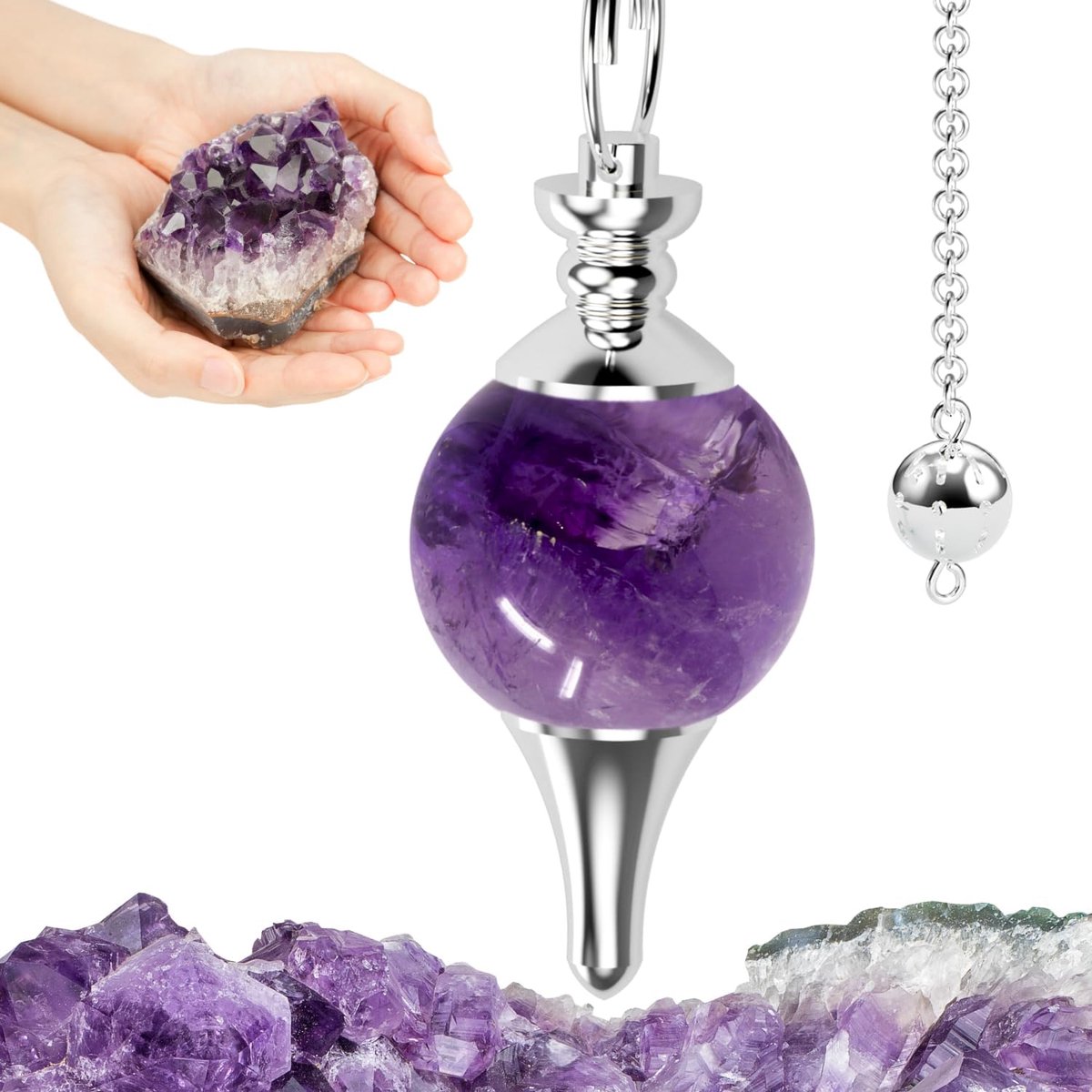 Waarzeggerij slinger van radiesthesie in amethist – Sephoroton-slinger van natuurlijke amethist steen – 14 g [{b>