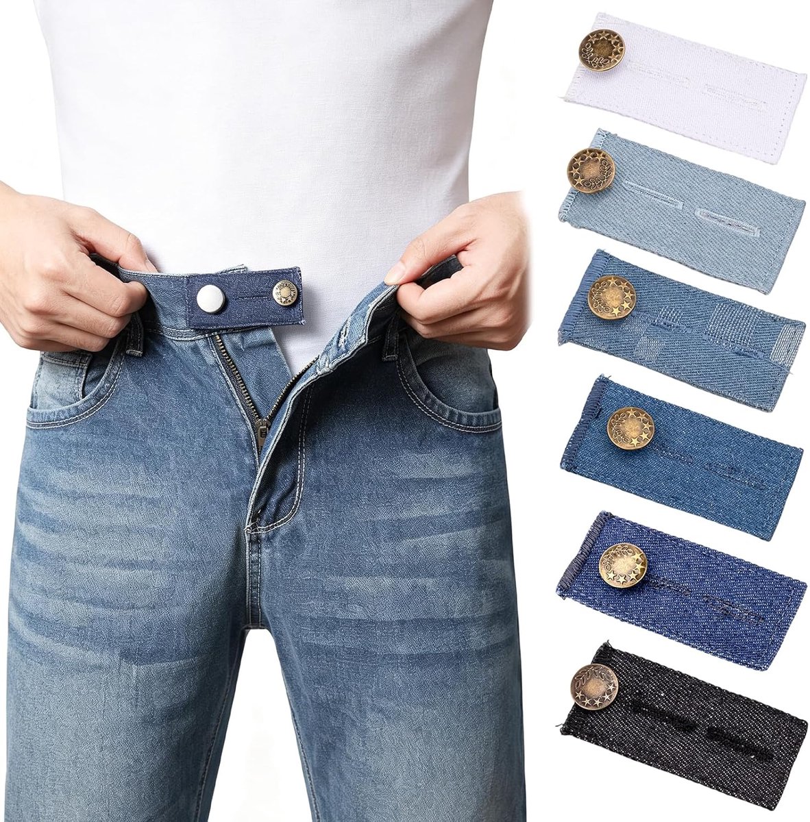 6 stuks verstelbare tailleverlengers voor jeans en broeken, herbruikbare