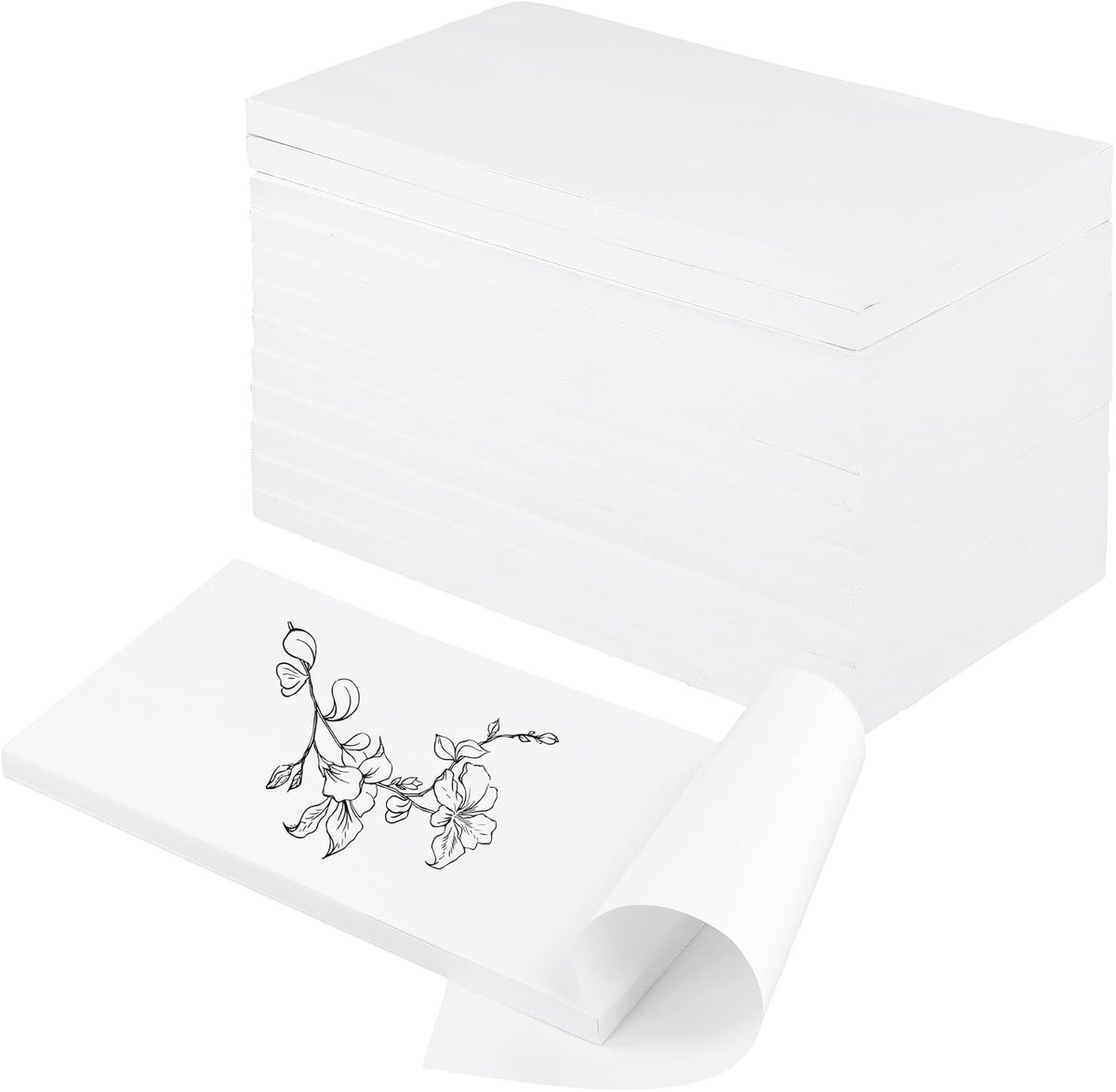 Notitieblokken A6, 1200 vellen, 9,5 x 17,5 cm, wit, 100 vellen per blok, blanco schrijfblok voor kantoor, restaurant, kelner