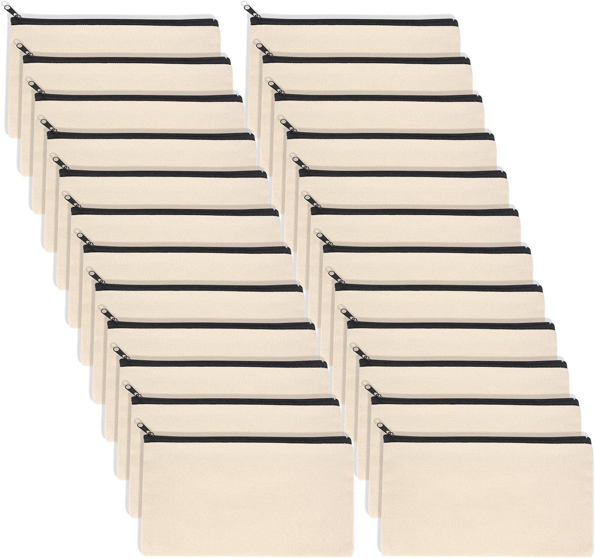 Etuis met rits, canvas make-up tasjes, reis toilettas, pennenetuis klein voor kinderen en reizen – 21 x 12 cm