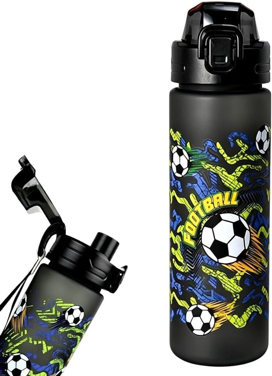 Waterfles, voetbal waterflessen, jongens drinkfles, 700 ml, lekvrij, voor voetbalfans, wereldvoetbaldag, voor jongens en meisjes