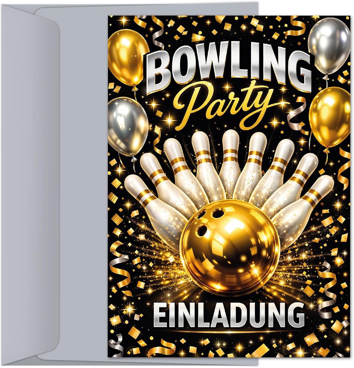 12 uitnodigingskaarten kinderverjaardag incl. 12 enveloppen bowling bowling party meisjes jongens kinderen uitnodigingen kegels goud verjaardag uitnodigingen jongens verjaardag meisjes verjaardag