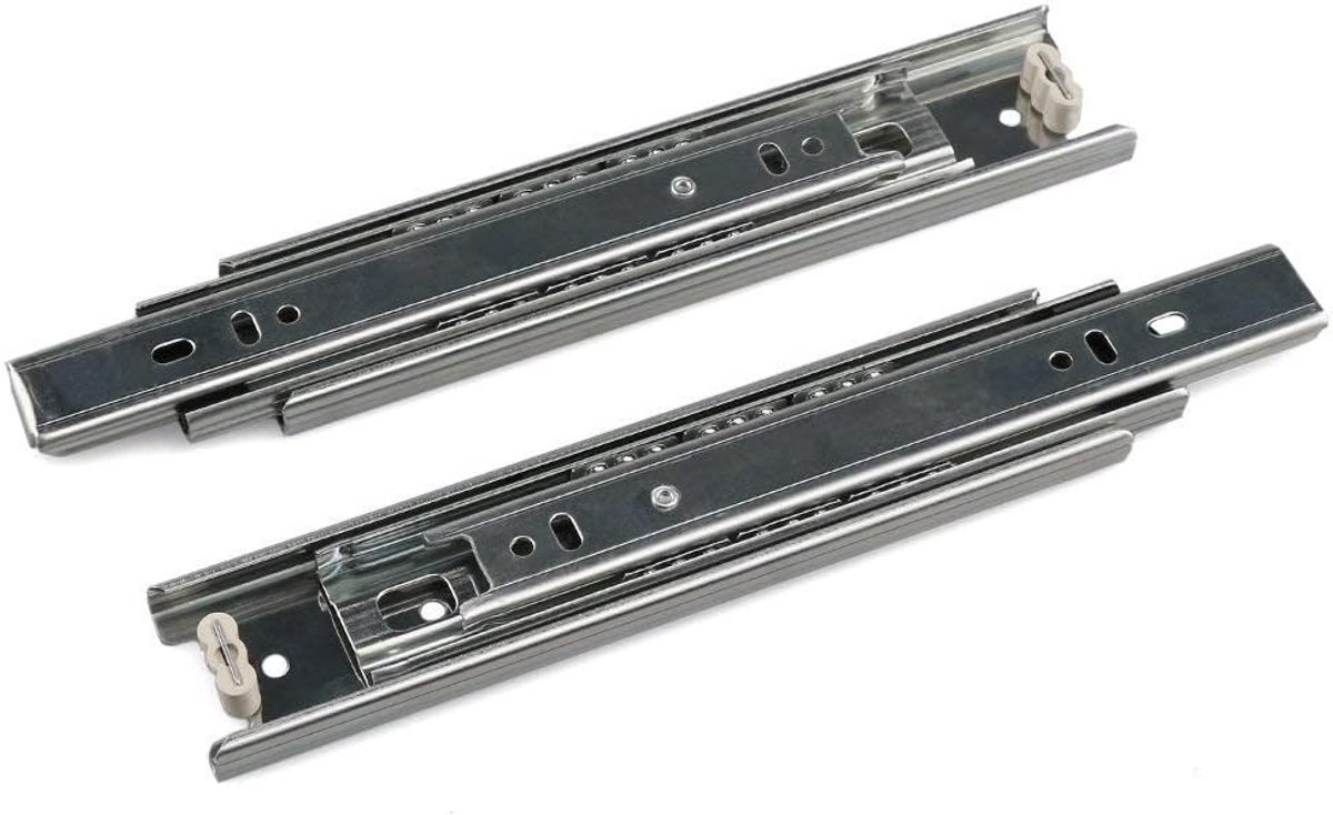 Ladegeleiders 20 cm kogellager volledige verlenging 3-delige schuifrail montage lade lopers schuifregelaar voor kast huismeubilair, 2 stuks (zilver 8 inch)