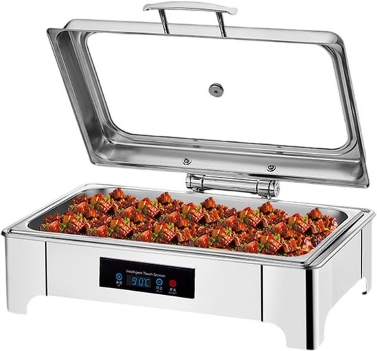 Elektrische Voedselwarmer - Buffet Warmhoudplaat - Feesten en Catering - LED Touch Display - 13.5 Liter Capaciteit - Zilver