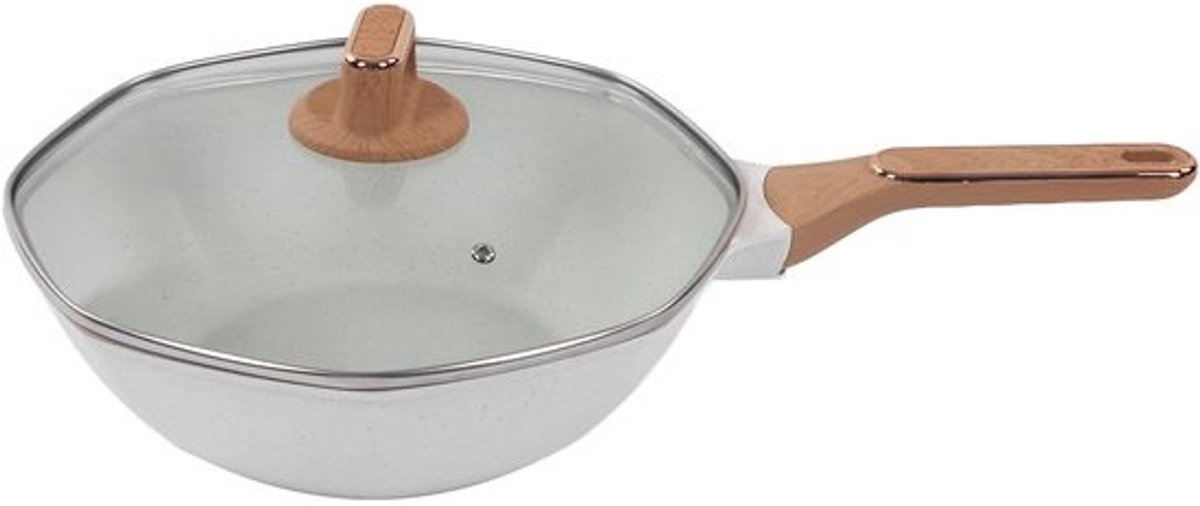 Huishoudelijke Wokpan - Antiaanbakpan Koekenpan - Familierestaurant Koken - Achthoekig Ontwerp - 32 Cm Diameter