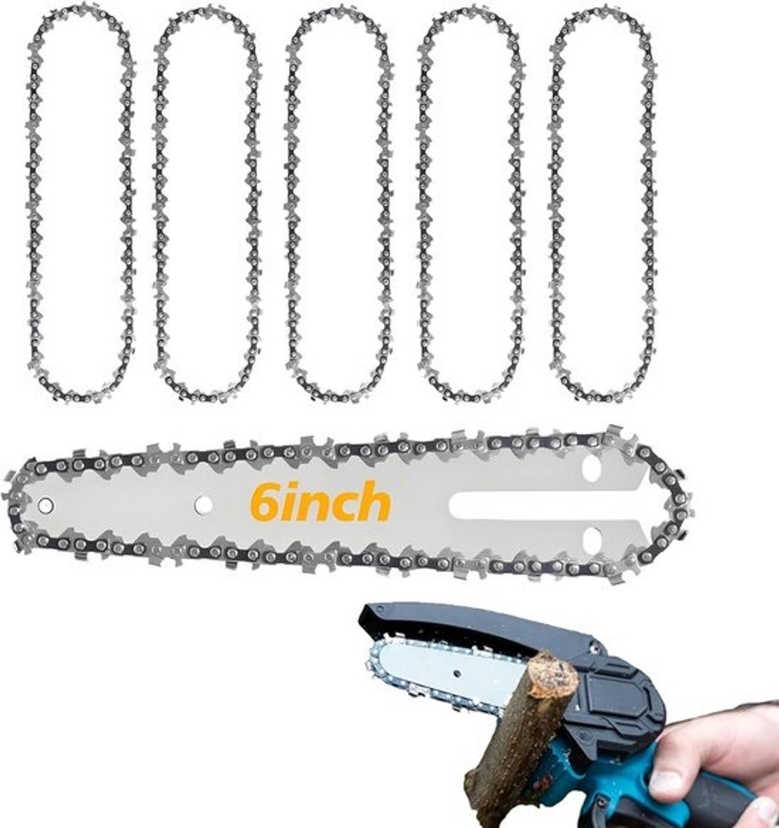 Set van 5 Universele Zaagkettingen voor Kleine Kettingzagen (15 cm)
