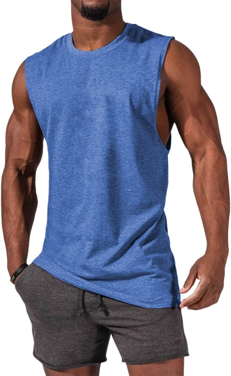 Tanktop voor heren, mouwloos spiershirt, gym, sport, onderhemd mannen, ronde hals, T-shirt, fitness, T-shirt voor mannen
