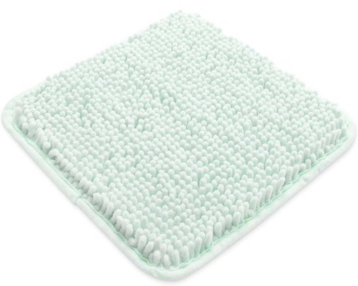 Small Bathroom Rugs - Thick Chenille Bath Mats | Absorbent and Washable Bath Rug Non-Slip Plush and Soft Rugs for Bathroom Shower Sink (12 x 12 inch, Spa Blue)