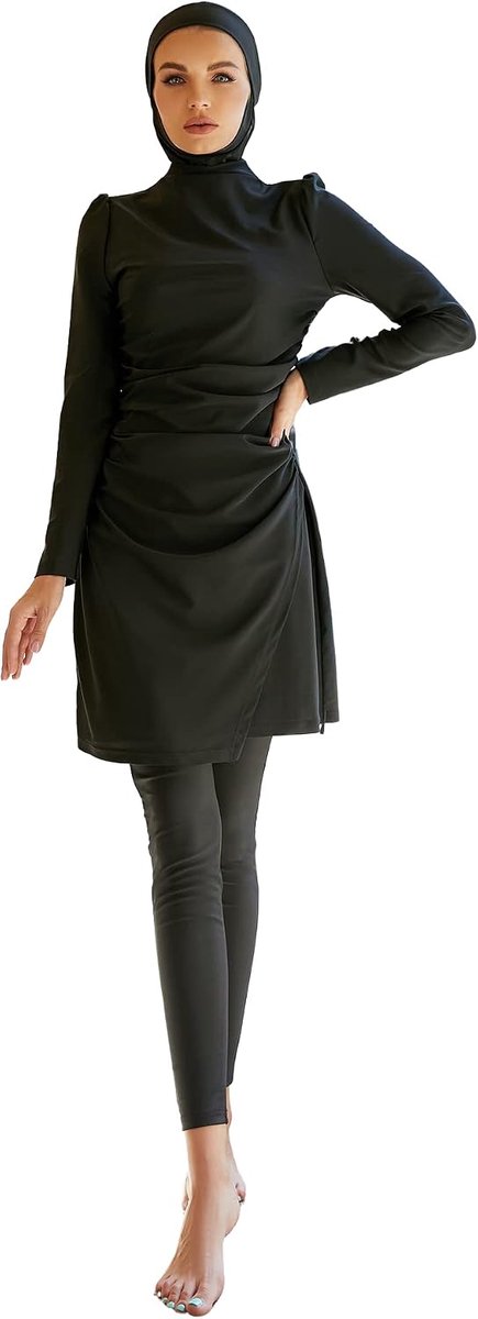 Moslimvrouw - 3-delig Islamitisch vrouwenkostuum Burkini met bescheiden en volledige bedekking