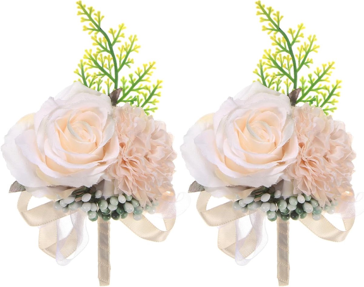 METERXITY 2-Pack Boutonnieres voor mannen, kunstmatige rozenbloem mannen boutonnieres met pin voor bruiloft/jubileum/formeel feest, Pocket Boutonnieres voor mannen [naakt roze]