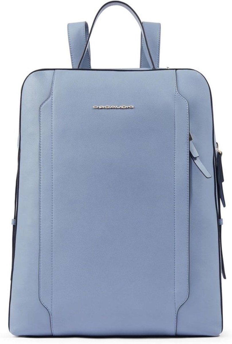 Dames Laptoptas - Leren Rugzak - Zakelijk Gebruik - Schokabsorberend Compartiment - 15.6 inch - Lichtblauw