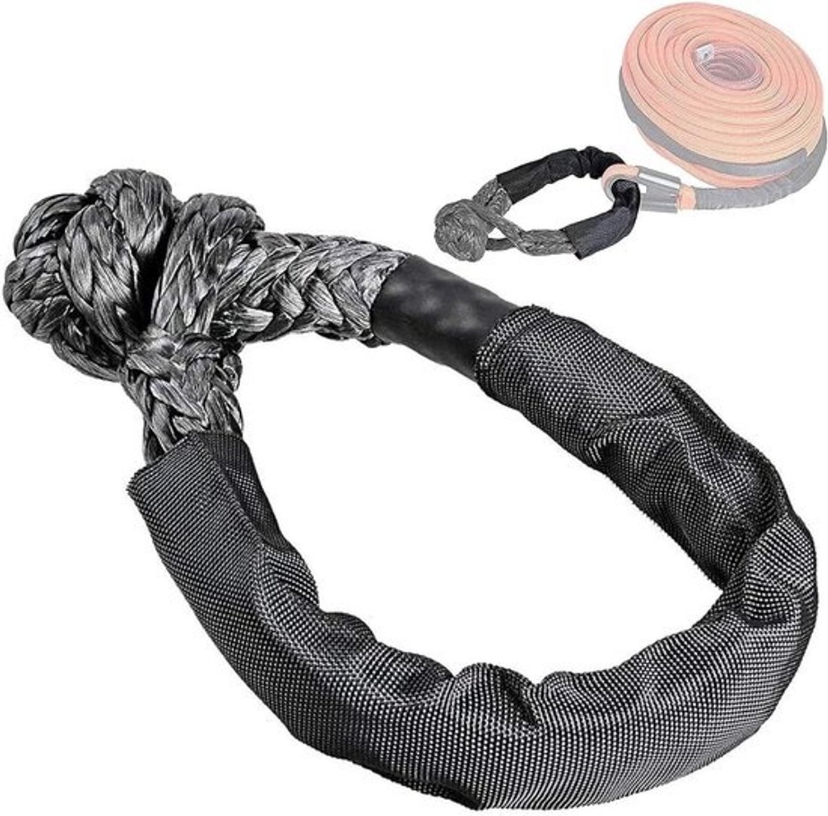 Hersteltouw - Lierkabel Sleepkabel - Voertuig Redden - Sterke Breukvastheid - 38.000 lb - Donkergrijs