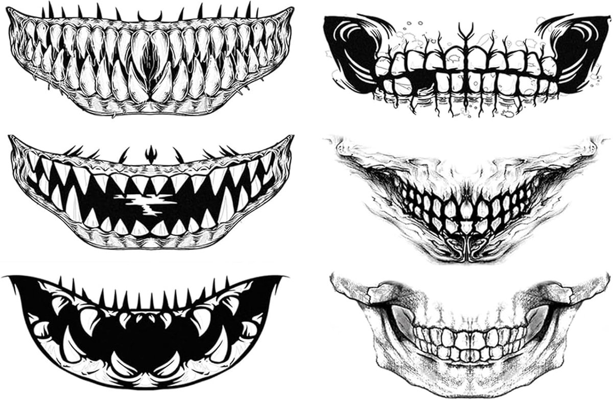 Tijdelijke tatoeages, Halloween, gezichtstatto voor dames, halloween tattoostickers, gezicht kinderen, skelettattoo, gezicht volwassenen, make-up, vampier, zombiestickers