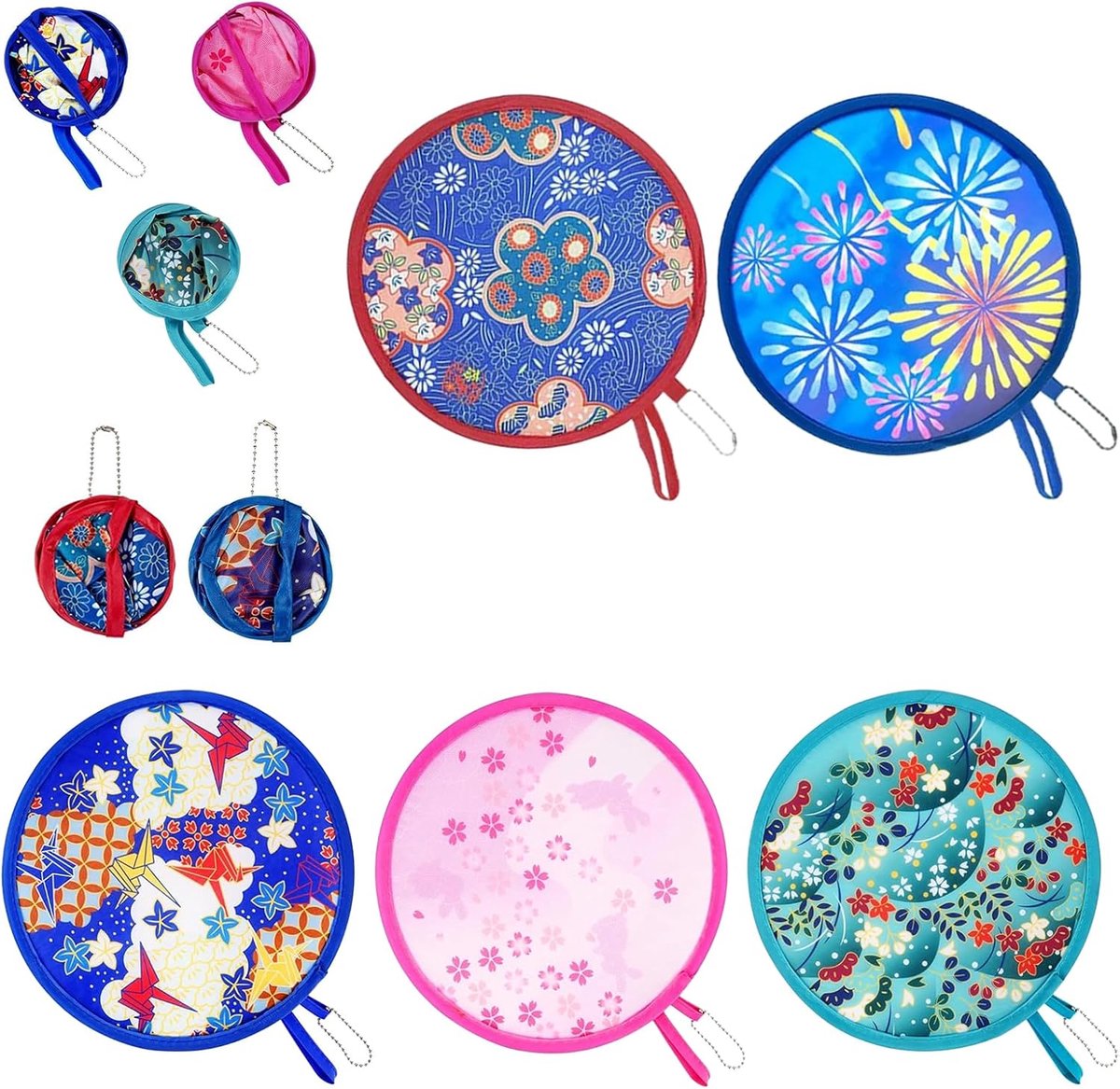 5 stuks opvouwbare handventilator, ronde draagbare opvouwbare ventilator, Chinese Japanse stijl handventilator, displayventilatoren, draagbare zomer handheld vouwventilatoren voor thuis