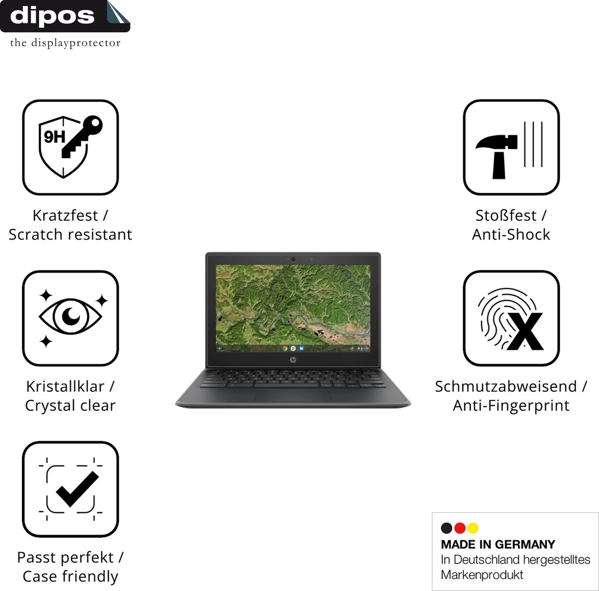 dipos – 2x Pantserfolie geschikt voor HP Chromebook 11A G8EE | 9H Screenprotector