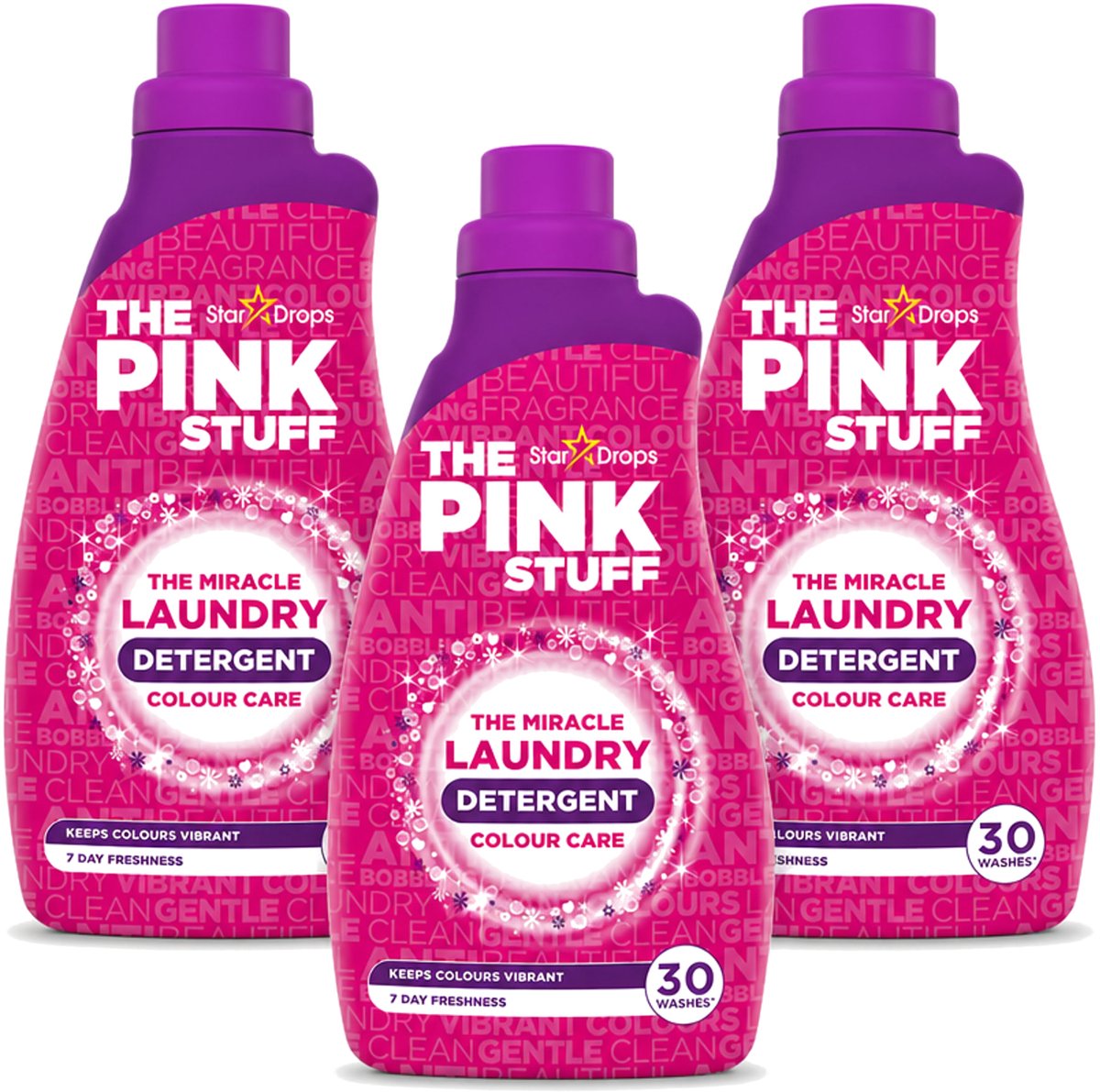 3 x The Pink Stuff - Wasgel - Gekleurde was - Wasmiddel - 30 Wasbeurten - 960ml - Voordeelverpakking - 3 stuks