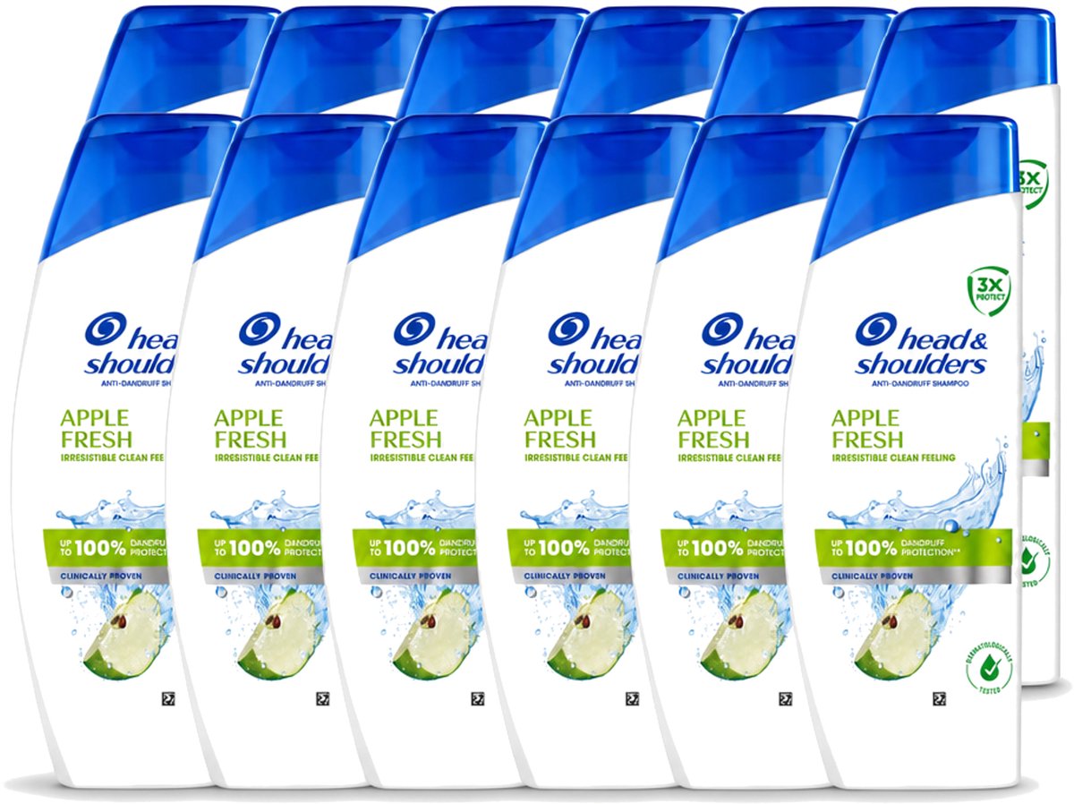 12 x Head & Shoulders - Shampoo - Apple Fresh - 250ml - Voordeelverpakking - 12 stuks