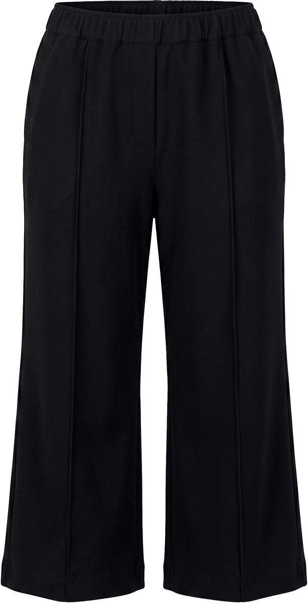 Ulla Popken - Dames - Punto-culotte wijde rechte pijpen elastische tailleband - Zwart - Maat 54