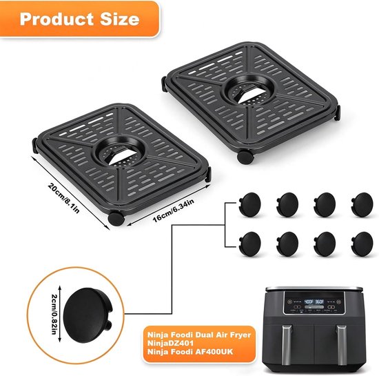grillpan voor Ninja Foodi AF400UK 9,5L 6-in-1 9,5L DualZone 2 laden airfryer accessoires, vervangende onderdelen grillpan, vaatwasmachinebestendig — afbeelding 3