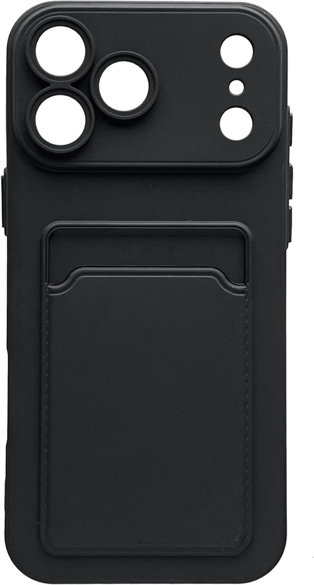 Casemania Hoesje Geschikt voor Apple iPhone 18 Pro Max - Zwart - Anti-shock Back Cover met Pasjeshouder - Telefoonhoesje met Kaarthouder