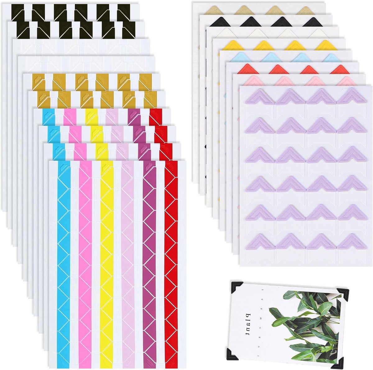 24 Vellen Zelfklevende Fotohoeken, 1824 Stuks Zelfklevende Foto Hoeken, Meerkleurige PVC Foto Montage Hoek Decoratieve Fotohoeken voor Scrapbooks Familiealbums en Fotowanden