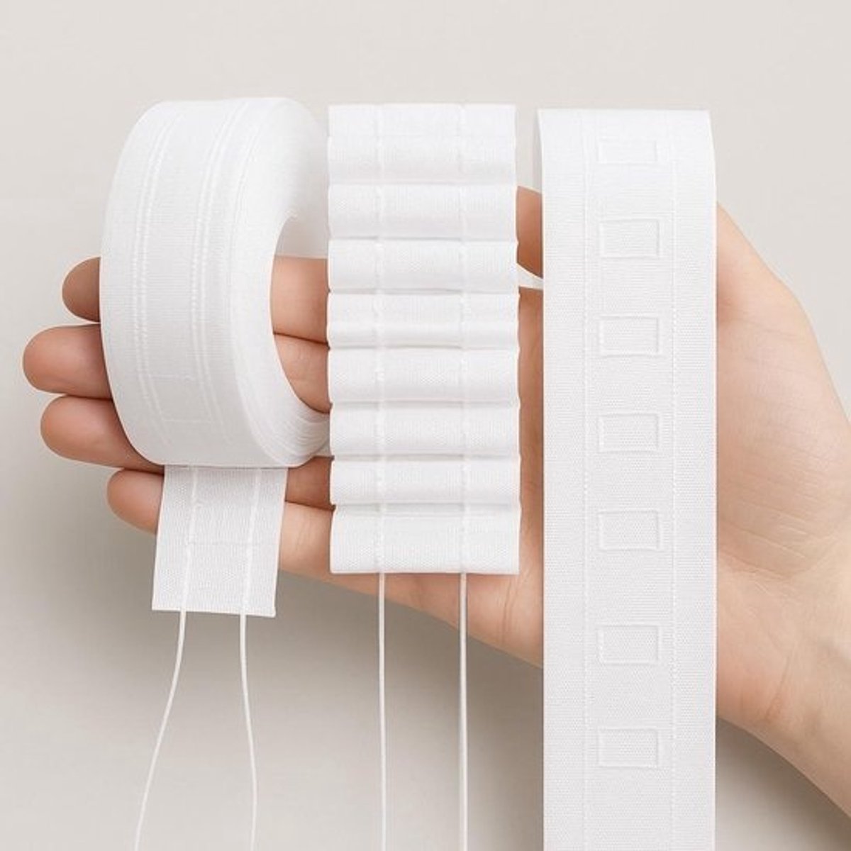 Gordijn Plooiband - Gordijnlint Plissband - Gordijnen Ophangen - Met Zakken Voor Haken - 4 cm x 20 m - Wit