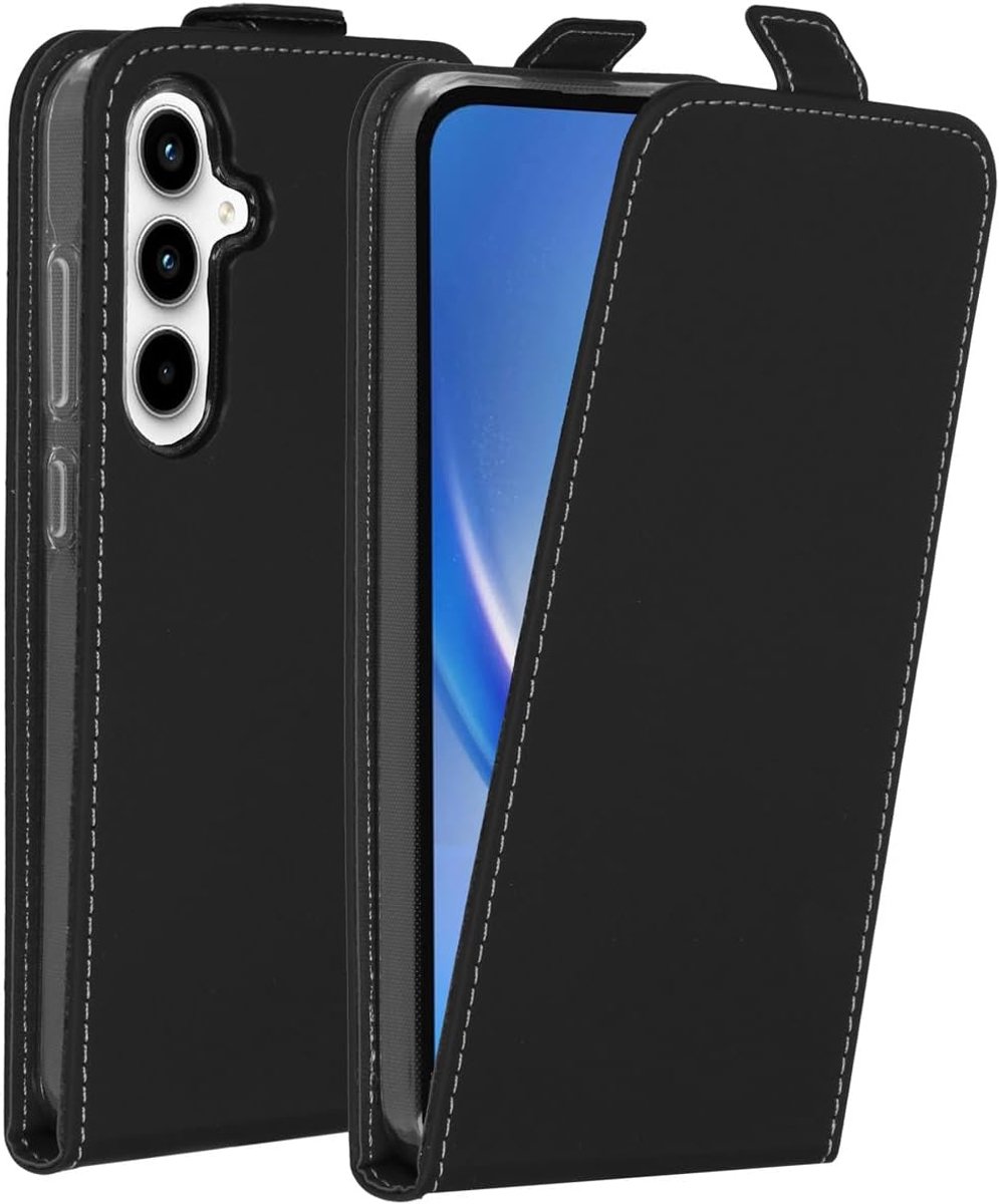 compatibel met Samsung Galaxy A35 Flip Case – Hoesje met pashouder en magneet – Telefoonhoesje Flip Cover Hoes Zwart