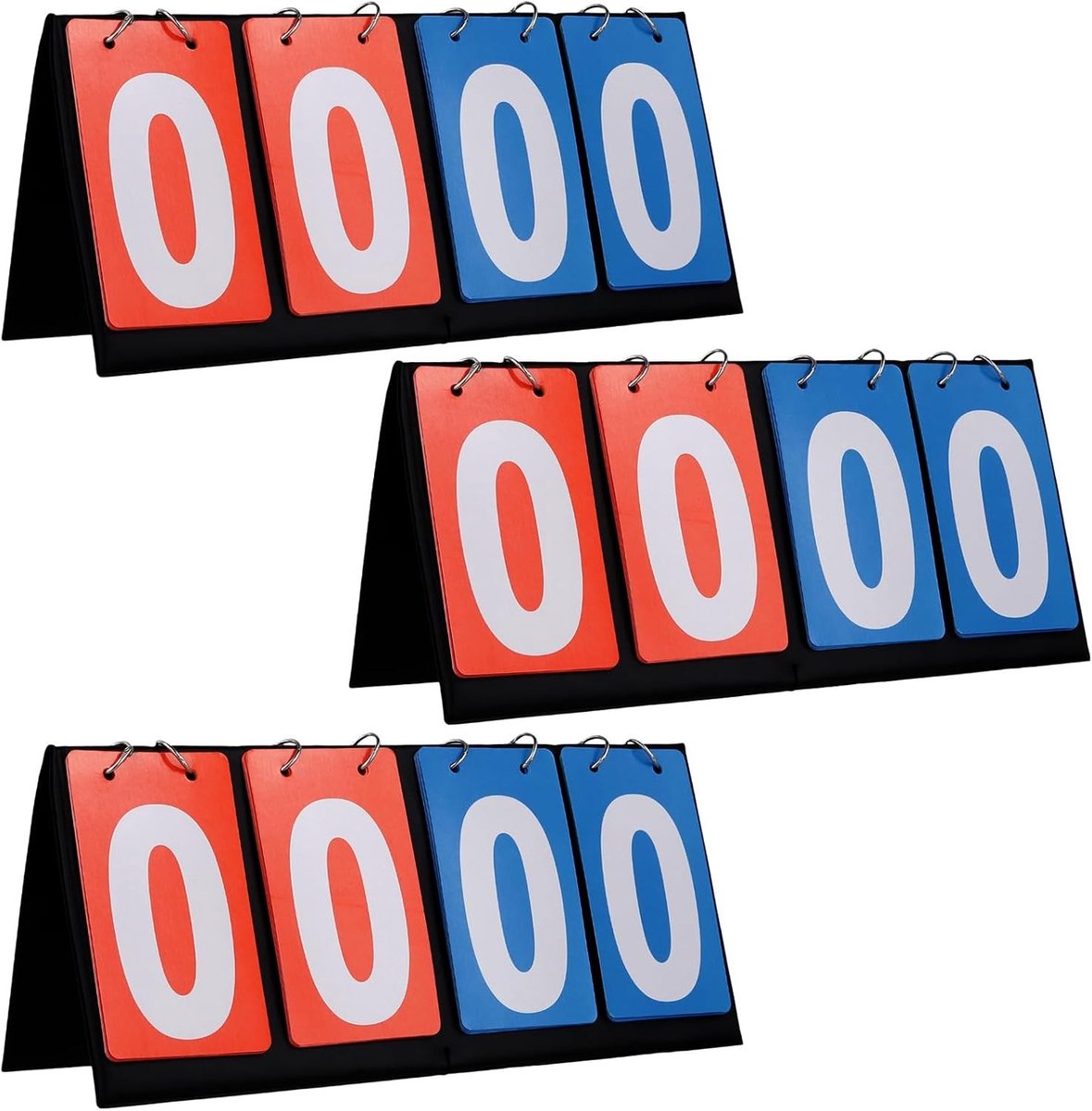 3 Stuks Draagbaar Flip Scorebord 4 Digit, 36,3 x 16,3 cm Sportdisplay Bord, Vouwbaar Scorebord voor Tafeltennis en Badminton