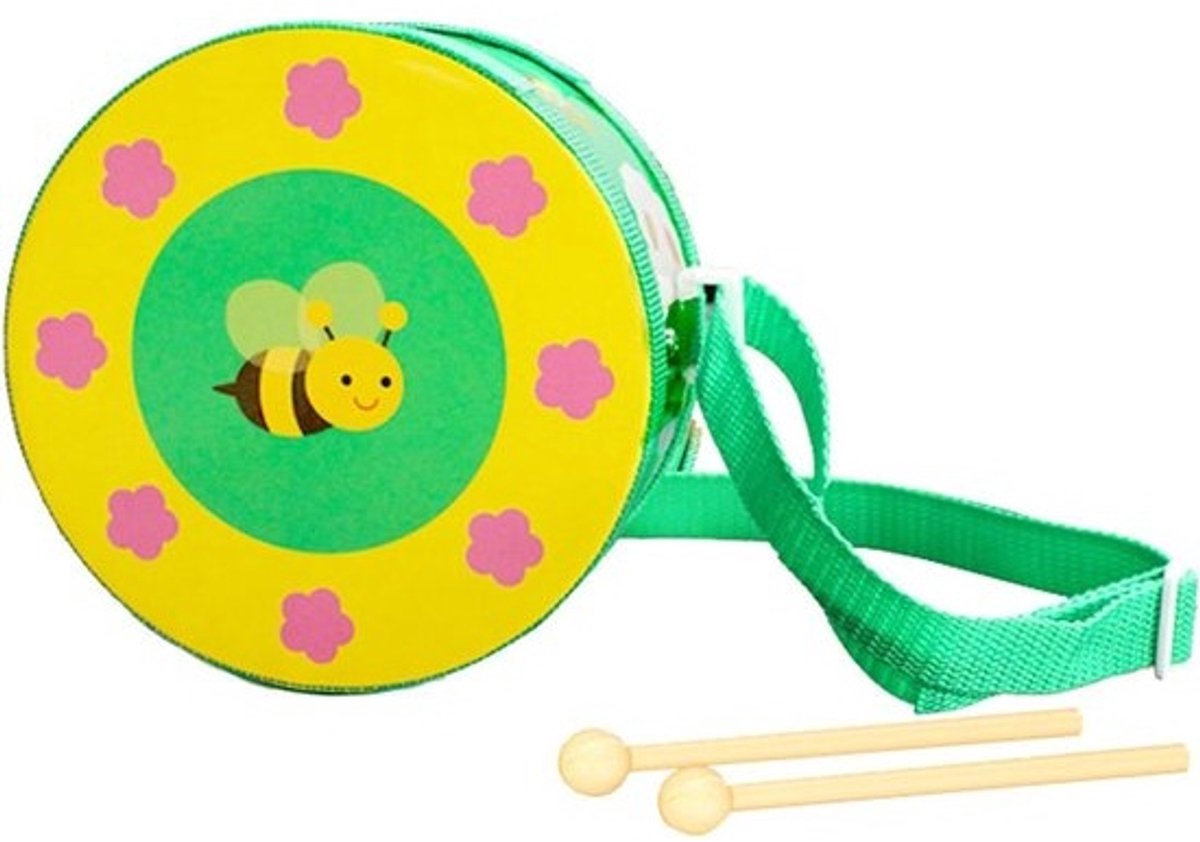 Houten Trommel - Babyspeelgoed Muziek - Muziek Ontdekken - Inclusief Stokken - Klein - Geel