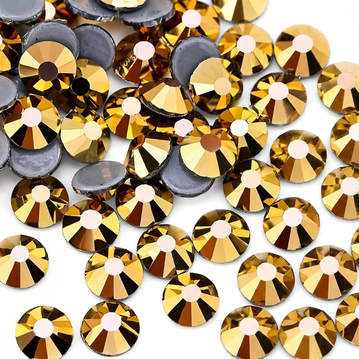 576Pcs Hotfix Crystal Flatback Steentjes Glas Diamantes Edelstenen Voor Crafting Art Ambachten Decoraties Kleding Schoenen 6.4mm SS30 Goud Hematiet