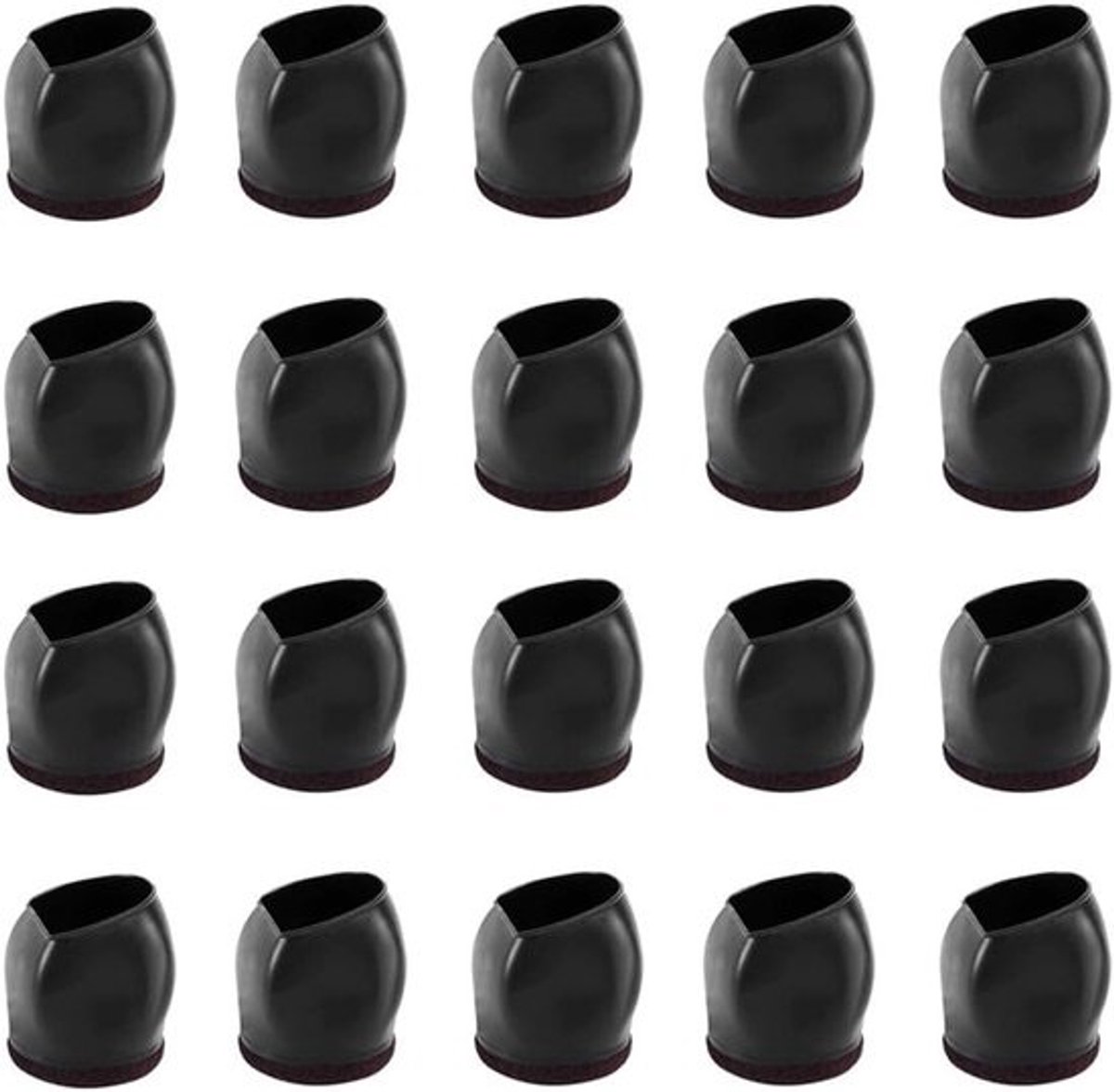 Stoelpootbeschermers - Meubeldoppen Vilt - Vloeren Beschermen - Strakke Elastische Pasvorm - 20 stuks - Zwart