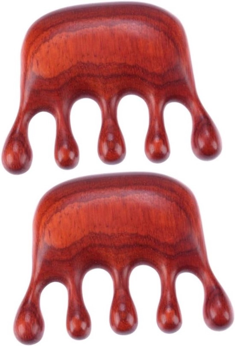 Massagekam Hoofdhuid - Houten Kam Stimulator - Hoofdhuid Masseren - Handgemaakt Antistatisch - 8.5 x 6.5 x 1 cm - Bruin
