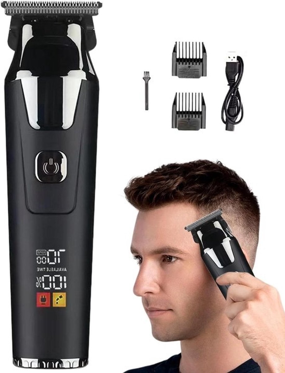 Haartrimmer voor Mannen - Tondeuse Draadloos - Thuis Knippen - Stil Geluidsniveau - 10 cm Lengte - Zwart