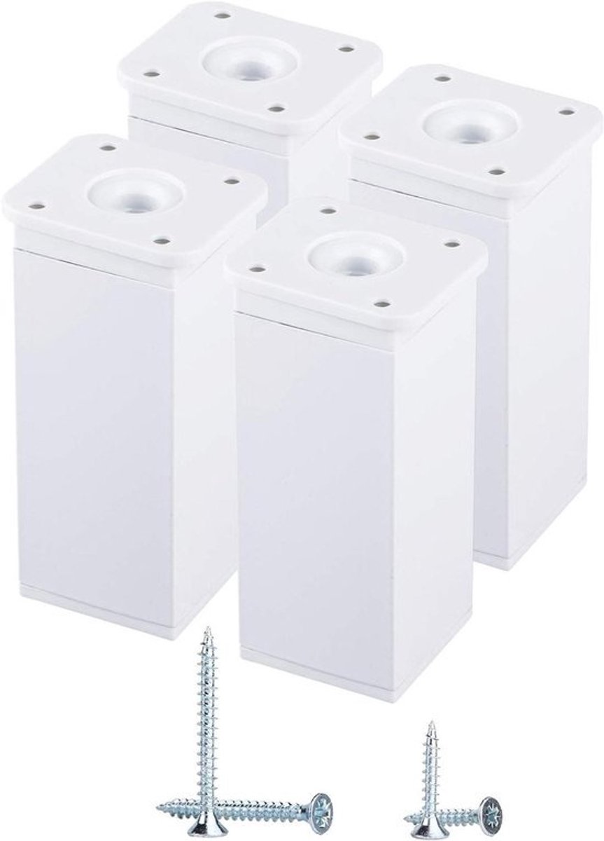 Meubelpoten Set - Verstelbare Poten - Meubels Vernieuwen - Hoogte Verstelbaar - 40x40mm 10cm - Wit