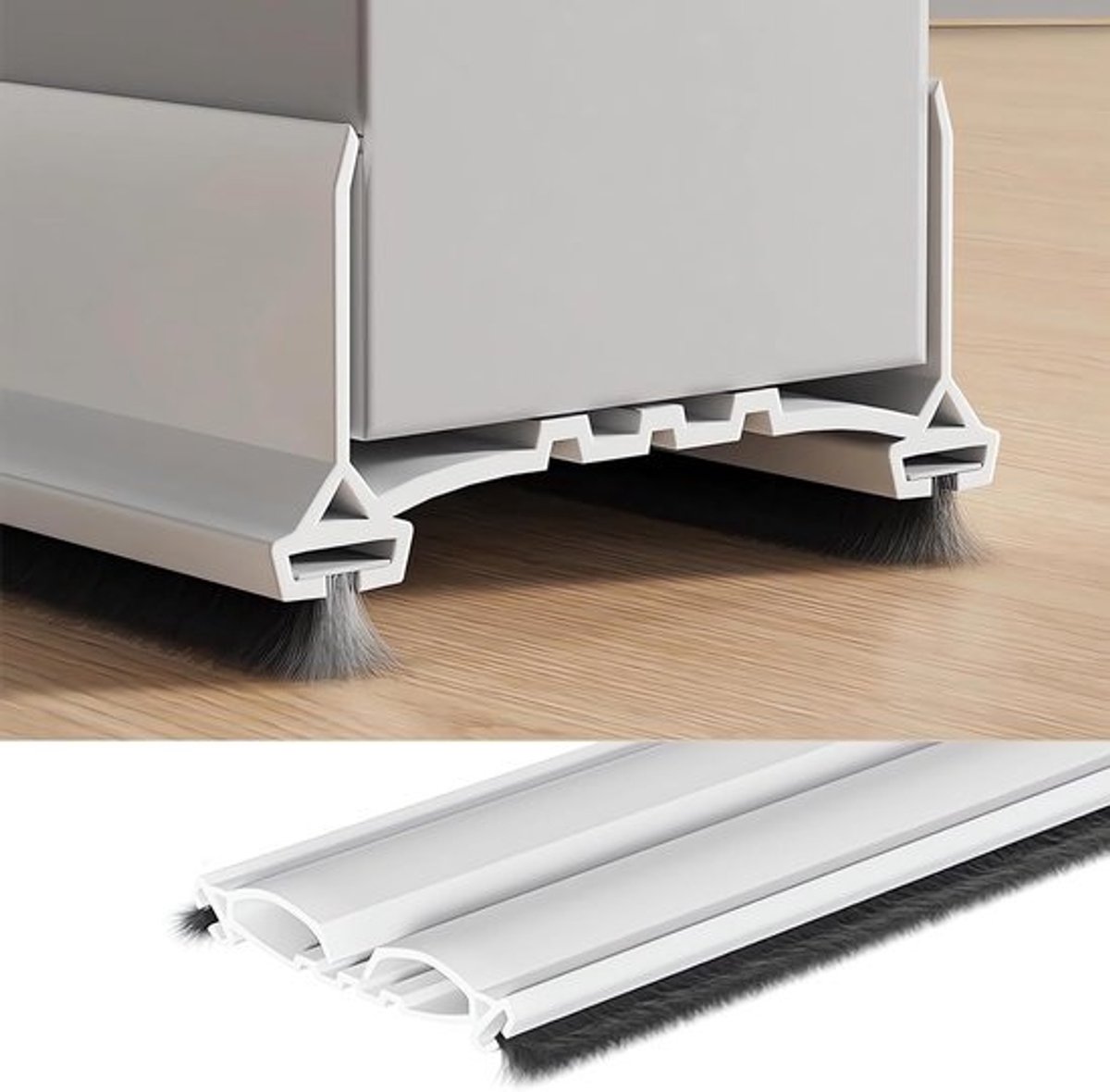 Draught Excluder voor Deuren - Isolatie tegen Wind, Stof, Licht en Geluid - Vrij te Snijden met Dubbelzijdige Viltstrip (Wit, 97 cm)