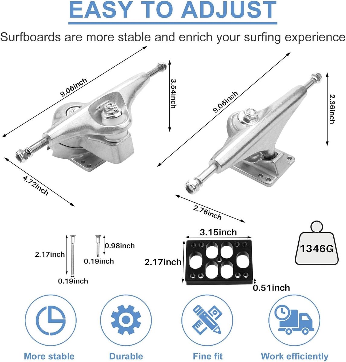 Surfskate Axles en Surf Bag voor S6 Longboard Trucks en Adapter met Zilveren Seal Set voor Optimale Prestaties