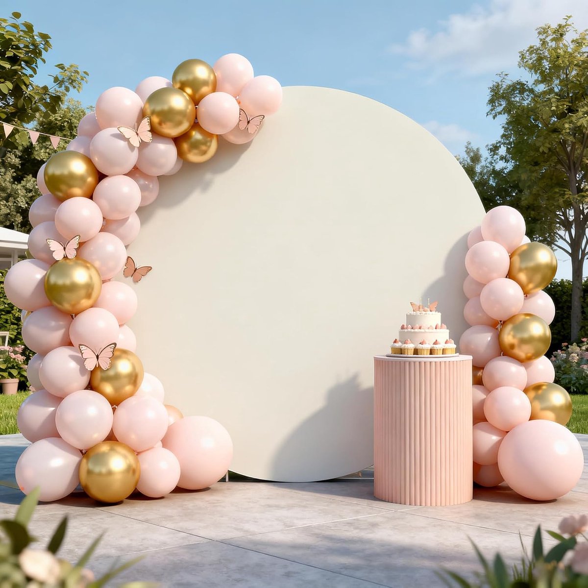 ronde achtergrond effen beige cirkel achtergrond hoes 7x7ft verjaardag feest decoratie fotografie achtergrond voor babyshower bruiloft doop cake tafel banner photobooth rekwisieten