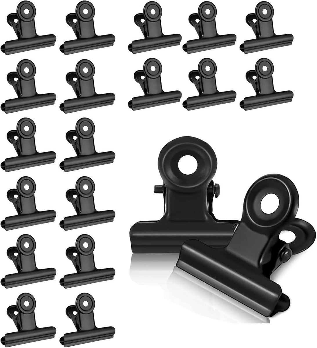 20 Stuks Zwarte Binder Clips 22mm - Mini Paper Clips voor Foto's, Voedselzakken en Kantoordecoratie