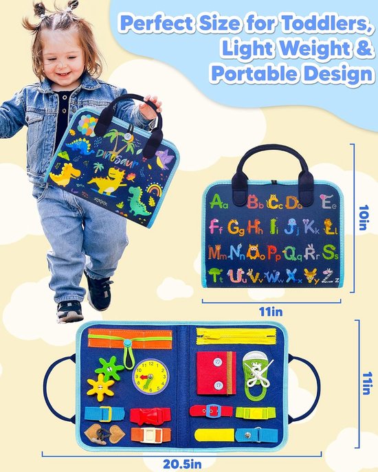 Busy Board - Montessori Speelgoed - Activiteitenboek - Sensorisch Speelgoed - Reisspeelgoed voor in de auto en onderweg - Educatief Peuter Speelgoed voor 3,4,5,6 jaar - Cadeau voor Jongens en Meisjes — afbeelding 2